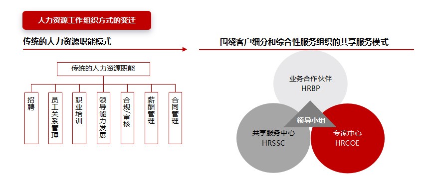 传统人力资源模式,共享人力资源模式,新型人力资源模式